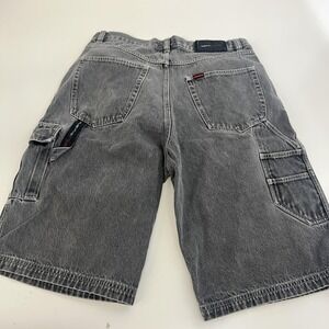 Vintage Fubu The Collection Shorts Mens 36 Black Gray‎ Denim Cargo Skater Y2K